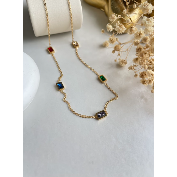 Collier 5 couleurs Rectangulaire