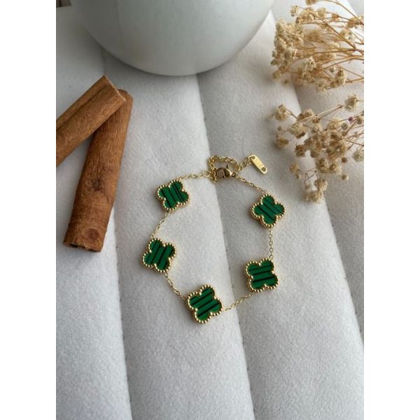 Bracelet cinq trèfles verts