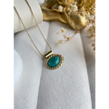 Collier pierre marbre turquoise ovale horizontale