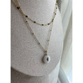 Collier pierre blanche étoile dorée