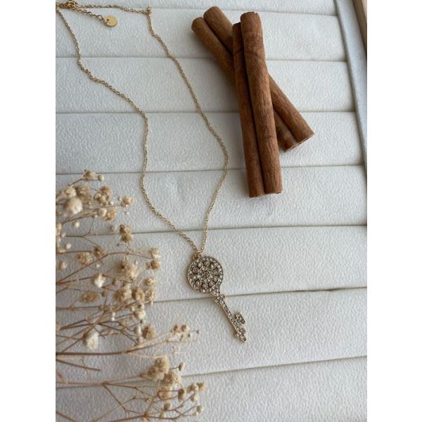 Collier Clé circulaire à zircons