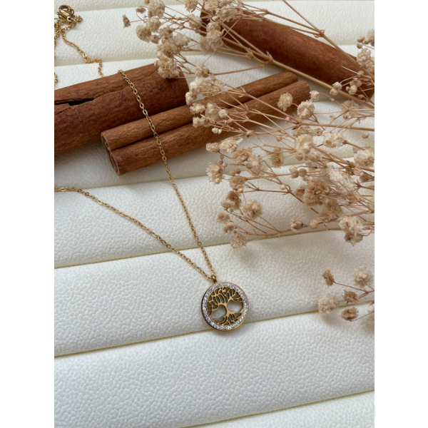 Collier arbre de vie à zircons