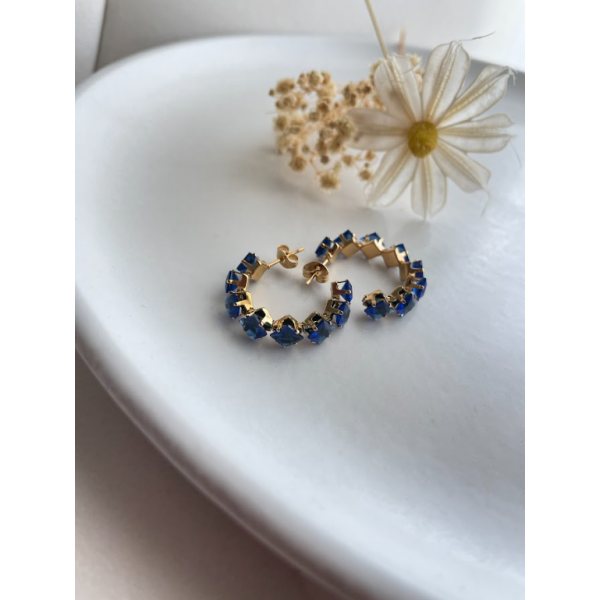 Créole avec strass Bleu