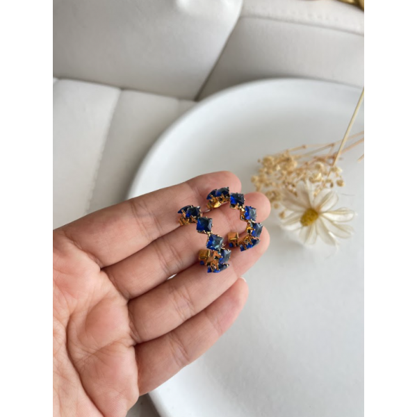Créole avec strass Bleu
