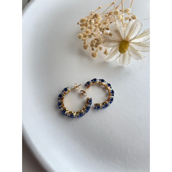 Créole avec strass Bleu