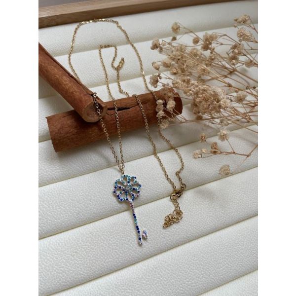 Collier clé diamant blue