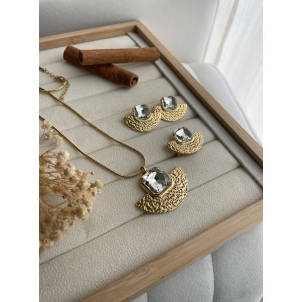 Parure Eventail avec cristal Argent