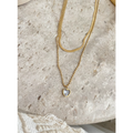 Collier double chaines coeur diamant