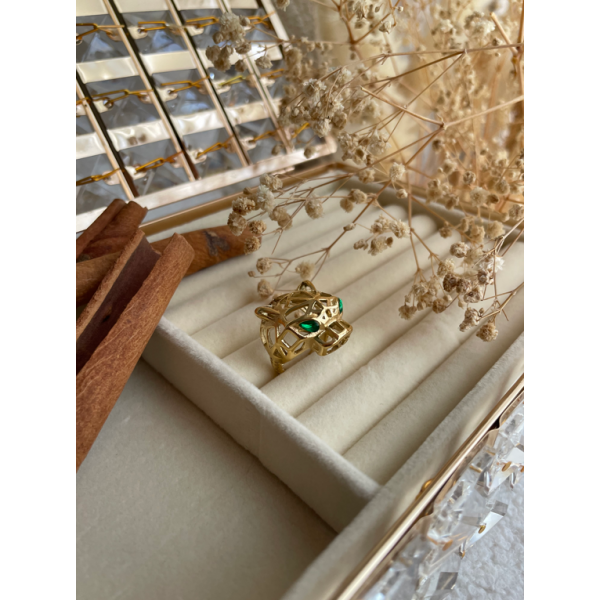 Bague Jaguar avec Perle Vert