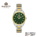 Montre Bigotti Argent & Doré Fond Vert