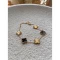 Bracelet 5 Tréfles Doré et Noir