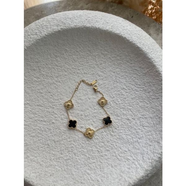 Bracelet 5 Tréfles Doré et Noir