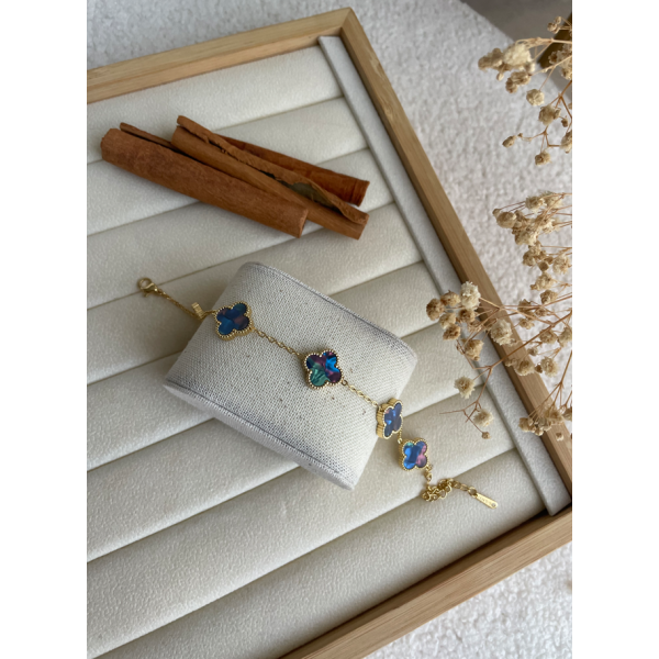 Bracelet Trèfle Bleu & Rose
