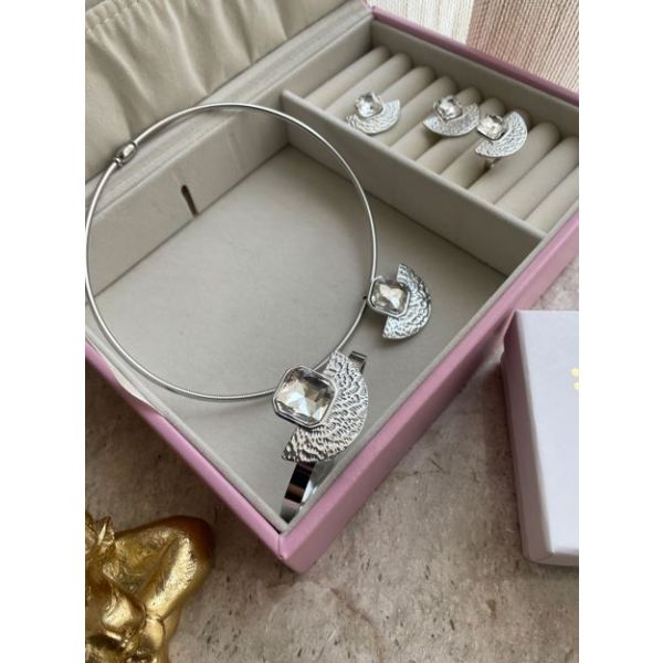 Parure Eventail Argent avec cristal Argent