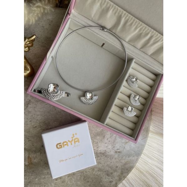 Parure Eventail Argent avec cristal Argent