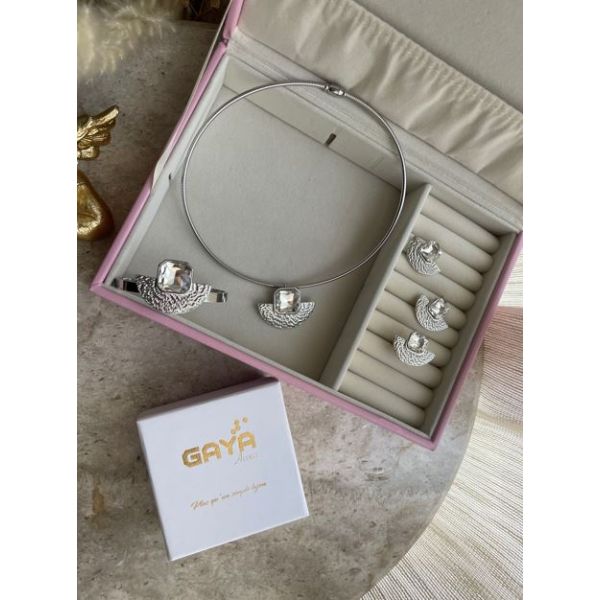 Parure Eventail Argent avec cristal Argent