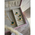 Parure Eventail Argent avec cristal Verte
