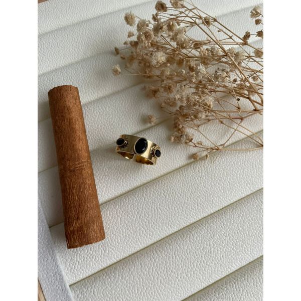 Bague mini-pierres noires