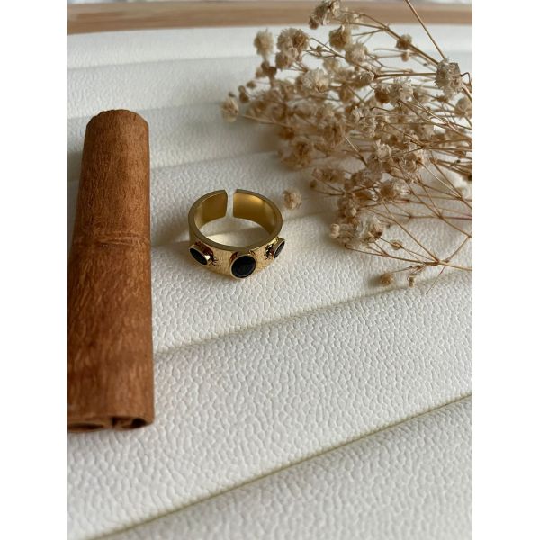 Bague mini-pierres noires