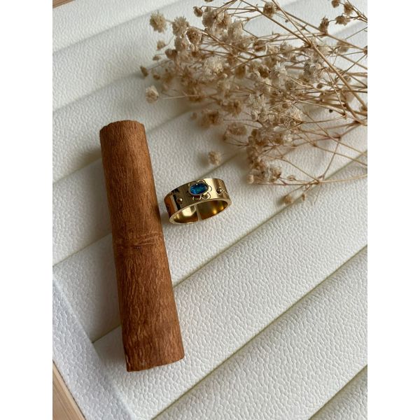 Bague mini-pierre bleue