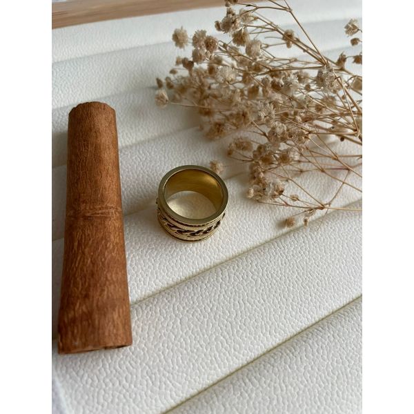 Bague anneau large avec chaine