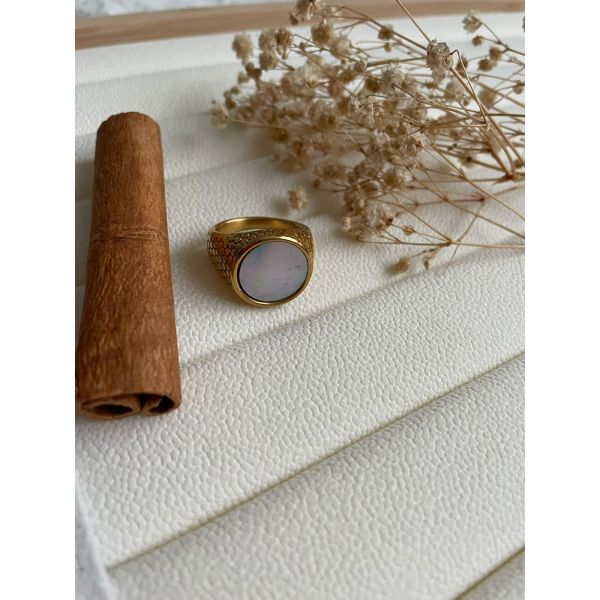 Bague jonc ronde pierre nacre