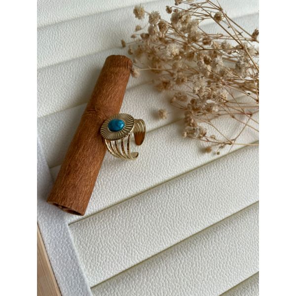 Bague mini-pierre marbre turquoise