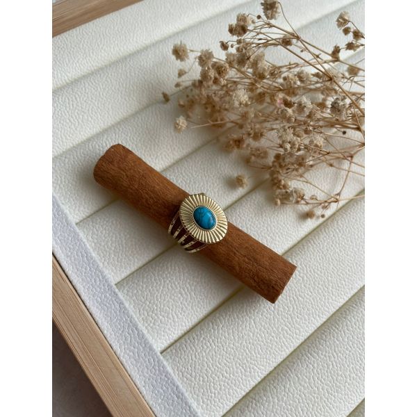 Bague mini-pierre marbre turquoise