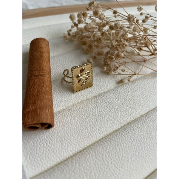 Bague rectangulaire doré avec design serpent