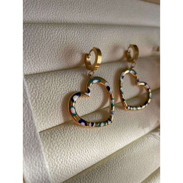 BOUCLES D’OREILLES CŒUR EN BLEU