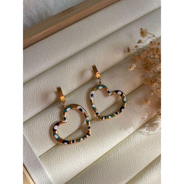 BOUCLES D’OREILLES CŒUR EN BLEU