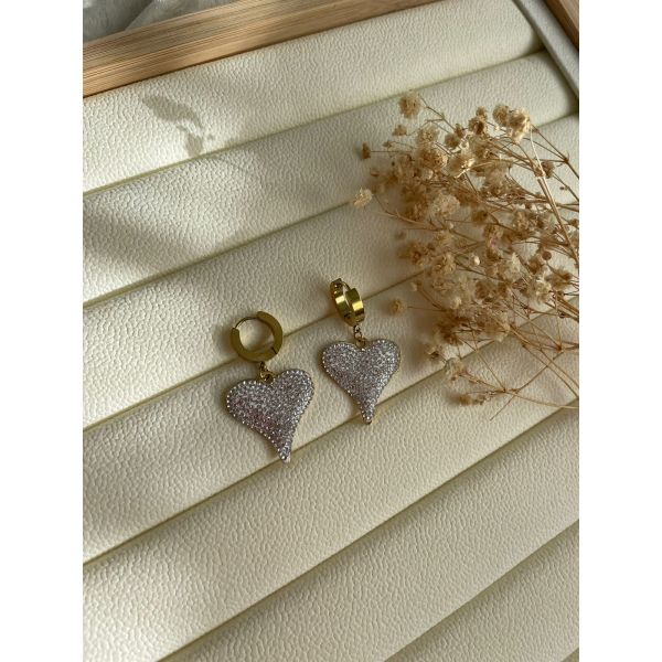 BOUCLES D’OREILLES CŒUR EN STRASS BLANC