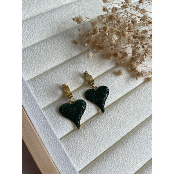 BOUCLES D’OREILLES CŒUR EN STRASS NOIR