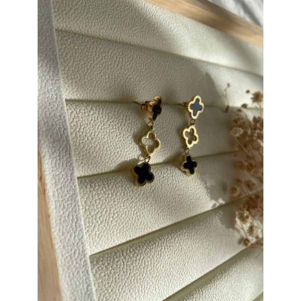 BOUCLES D’OREILLES TREFLE NOIR
