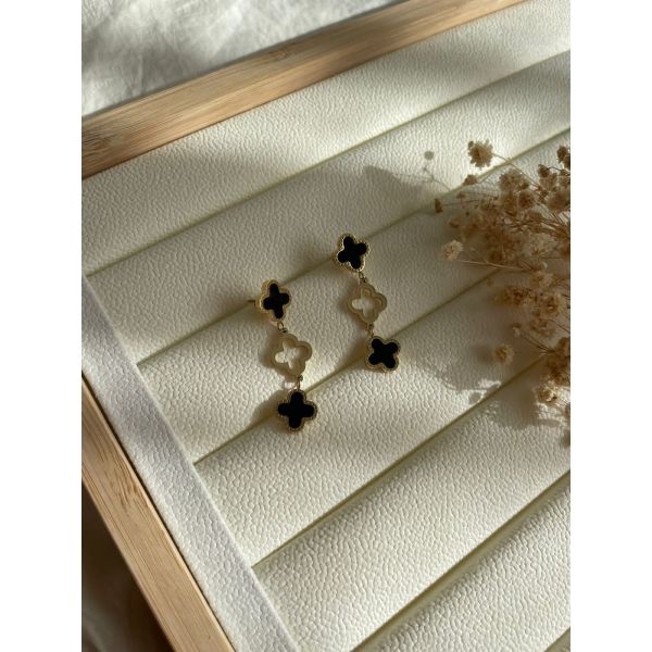 BOUCLES D’OREILLES TREFLE NOIR
