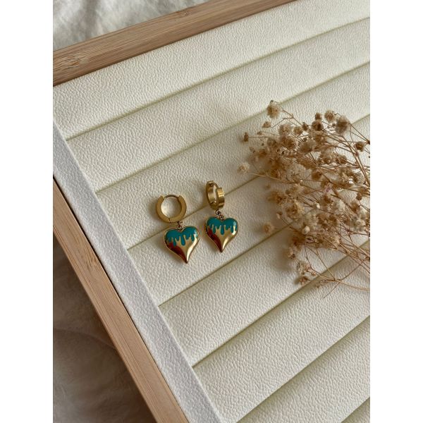BOUCLES D’OREILLES COEUR VERT