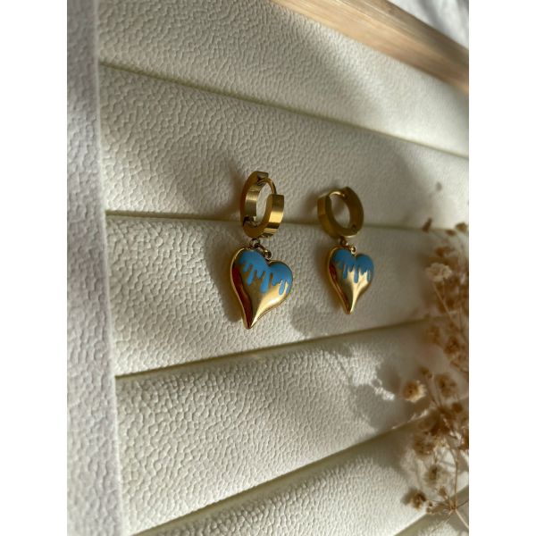 BOUCLES D’OREILLES COEUR BLEU