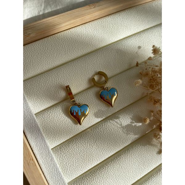 BOUCLES D’OREILLES COEUR BLEU