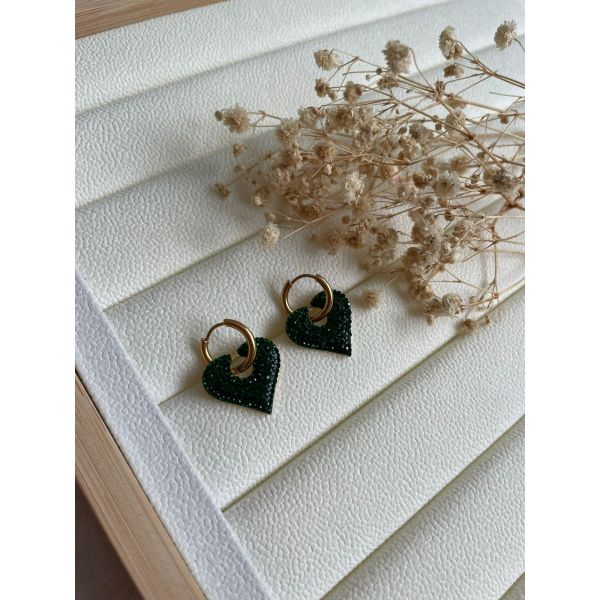 Boucle d'oreille Coeur VERT