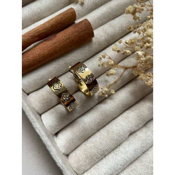 Boucles d'oreilles Tréfle strasse