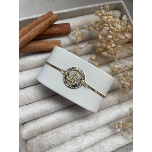 Bracelet léopard à zircons et pierres colorées