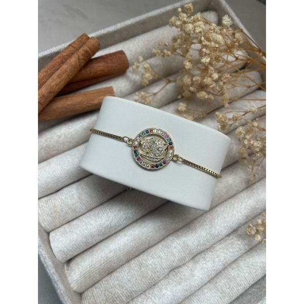 Bracelet léopard à zircons et pierres colorées