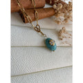 Collier pierre marbre turquoise trèfle