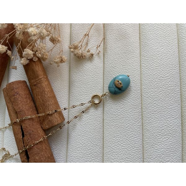 Collier pierre marbre turquoise oeil