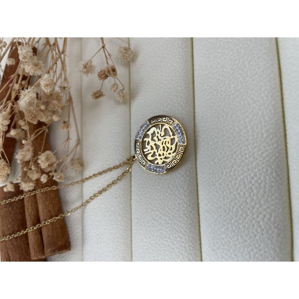 Collier pendentif cercle calligraphie
