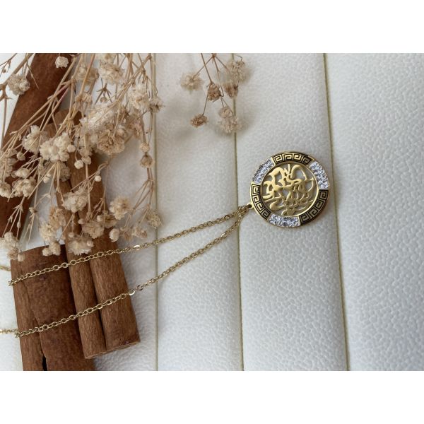 Collier pendentif cercle calligraphie