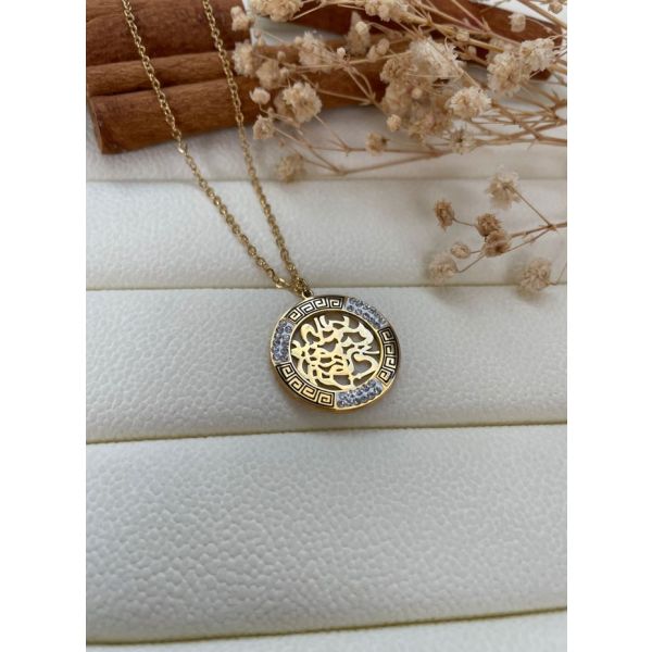 Collier pendentif cercle calligraphie