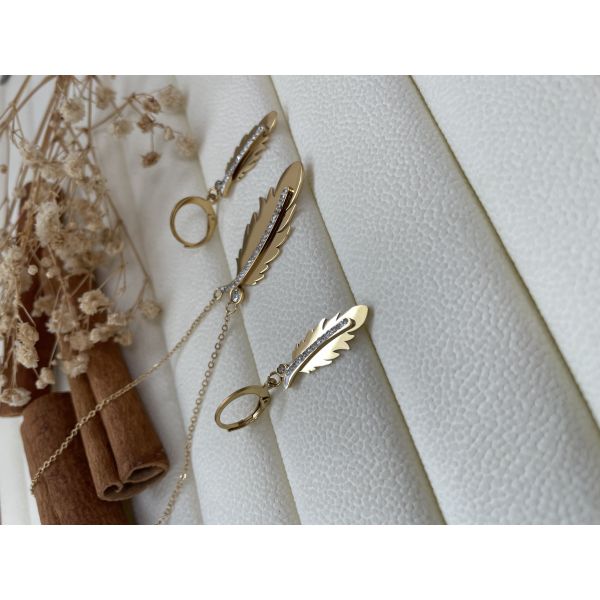 Set collier et boucles d'oreille plume