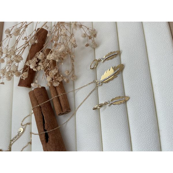 Set collier et boucles d'oreille plume