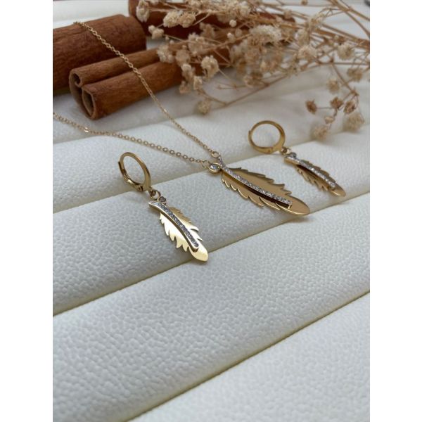 Set collier et boucles d'oreille plume